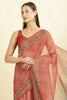Rust Bandhani Printed Cotton Saree