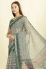 Green Ajrakh Block Printed Cotton Saree