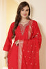 Red Silk Embroidered Suit Set