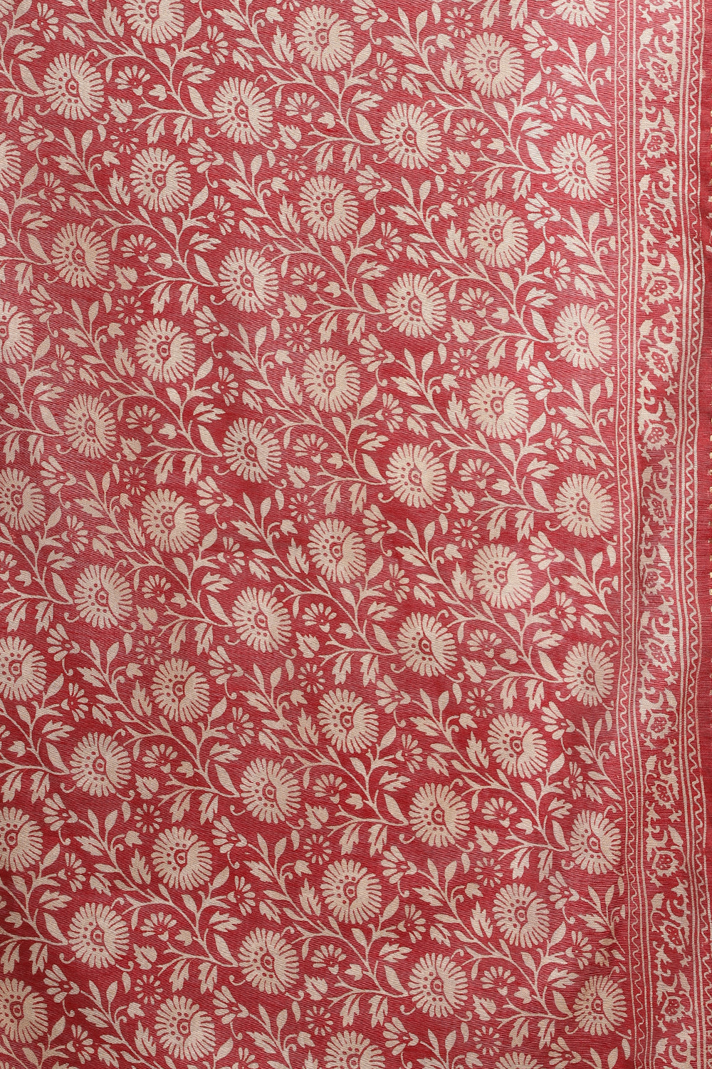 Maroon Cotton Meenkari Printed Saree