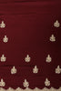 Burgundy Color Pure Satin Crepe Saree with Zardozi Handwork