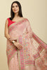 Pink Chanderi Cotton kashida Weaves Saree