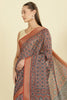 Rust Ajrakh Block Printed Cotton Saree