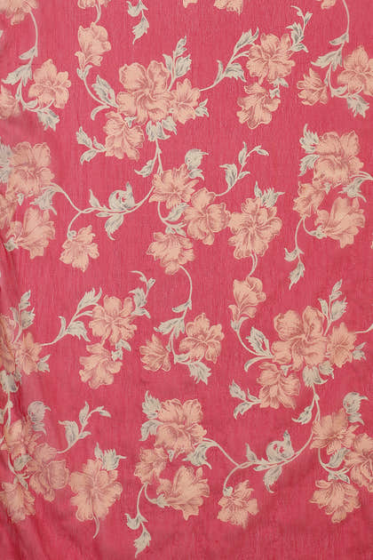 Rani Chiffon Floral Zari Border & Floral Printed Saree