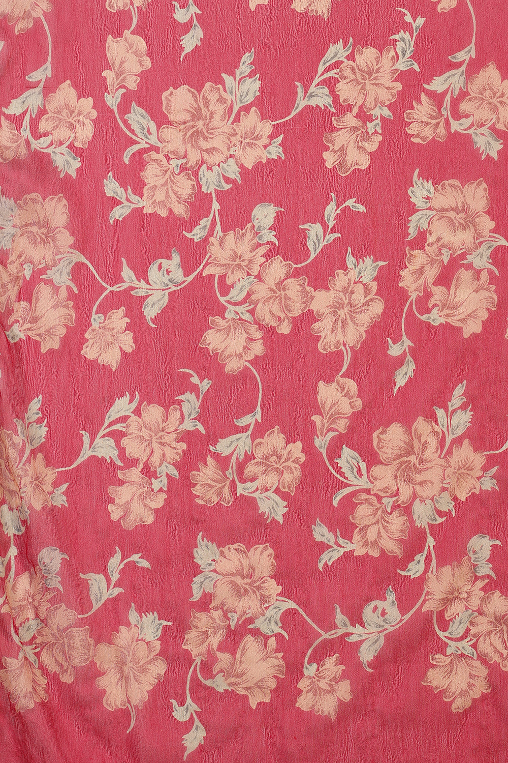 Rani Chiffon Floral Zari Border & Floral Printed Saree