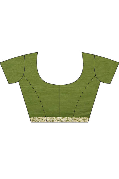 Green Chiffon Zari Border Saree