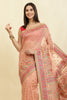 Peach Chanderi Cotton kashida Weaves Saree