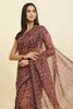 Wine Floral Printed Cotton Silk Saree