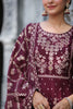 Dark Scarlet Colour Cotton Embroidered Anarkali Suit