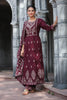 Dark Scarlet Colour Cotton Embroidered Anarkali Suit