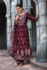 Dark Scarlet Colour Cotton Embroidered Anarkali Suit