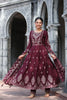 Dark Scarlet Colour Cotton Embroidered Anarkali Suit
