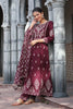Dark Scarlet Colour Cotton Embroidered Anarkali Suit