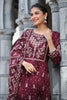 Dark Scarlet Colour Cotton Embroidered Anarkali Suit