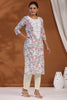 Beige & Pink Color Cotton Embroidered Kurta Set