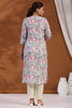 Beige & Pink Color Cotton Embroidered Kurta Set