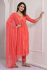 Orange Color Muslin Alia-Cut Printed Straight Suit