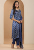 Navy Blue Color Satin Printed Straight Suit