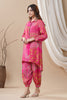Fuchsia Pink Colour Muslin Printed Co-Ord Set