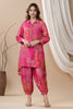 Fuchsia Pink Colour Muslin Printed Co-Ord Set