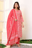Coral Color Printed Muslin Straight Suit