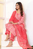 Coral Color Printed Muslin Straight Suit