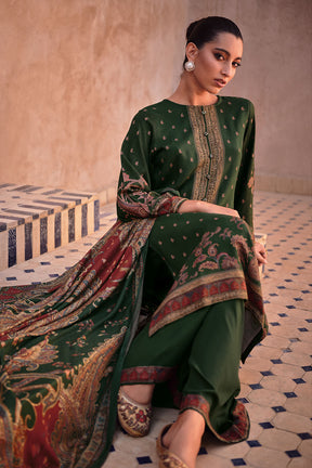 Green Color Pashmina Printed Unstitched Suit Material