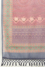 Maroon Organza Cotton Bandhani Block Printed Saree