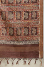 Brown Cotton Silk Floral Boota Printed Saree