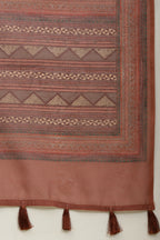 Brown Cotton Silk Printed Saree