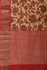 Beige & Pink Cotton Silk Floral Printed Saree