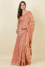 Beige Cotton Resham Woven Saree
