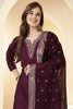 Dark Scarlet Silk Embroidered Suit Set