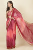 Wine Georgette Leheriya Printed Saree