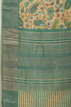 Sea Green & Beige Cotton Silk Floral Boota Printed Saree