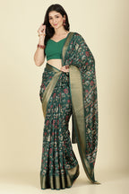 Green Cotton Silk Printed Saree
