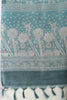 Teal Kota Cotton Floral Jaal Printed Saree