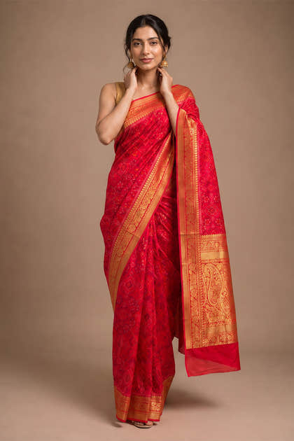 Red Silk Woven Saree