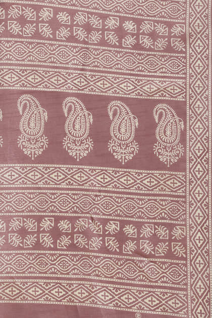 Mauve Cotton Silk Boota Printed And Zari Woven Saree