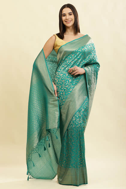 Teal Lightweight Banarasi Silk Weaving Saree