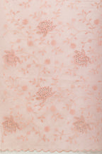 Pink Floral Resham Embroidered Cotton Saree