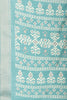 Turqouise Cotton Silk Printed And Zari Woven Saree