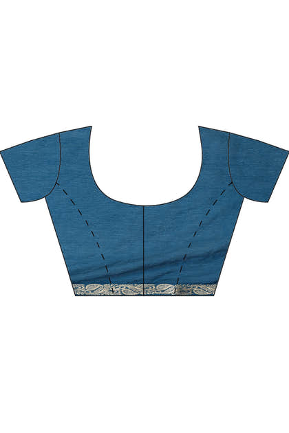 Blue Chiffon Zari Border Saree