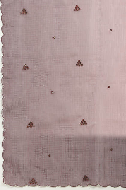 Ombre Dusty Rose Organza Saree With Mirror Work