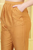 Brown Chanderi Neck-Embroidered Straight Suit