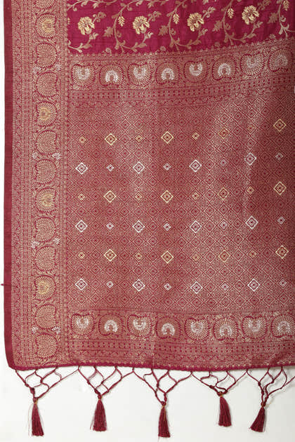 Wine Color Zari Woven South Silk Saree