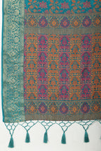 Turquoise Color Tussar Woven Silk Saree
