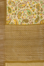 Olive Green & Beige Cotton Silk Floral Boota Printed Saree