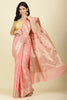 Peach Cotton Zari Woven Saree