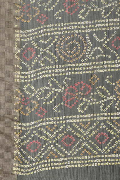 Black Color Chiffon Bandhani Printed Saree
